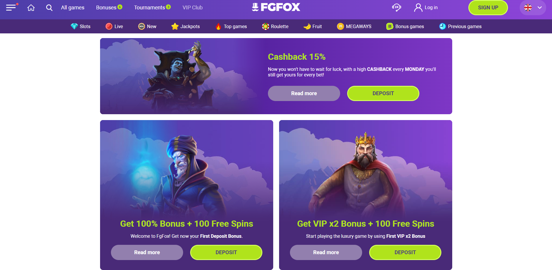 Bonussen en Promoties bij FgFox Casino